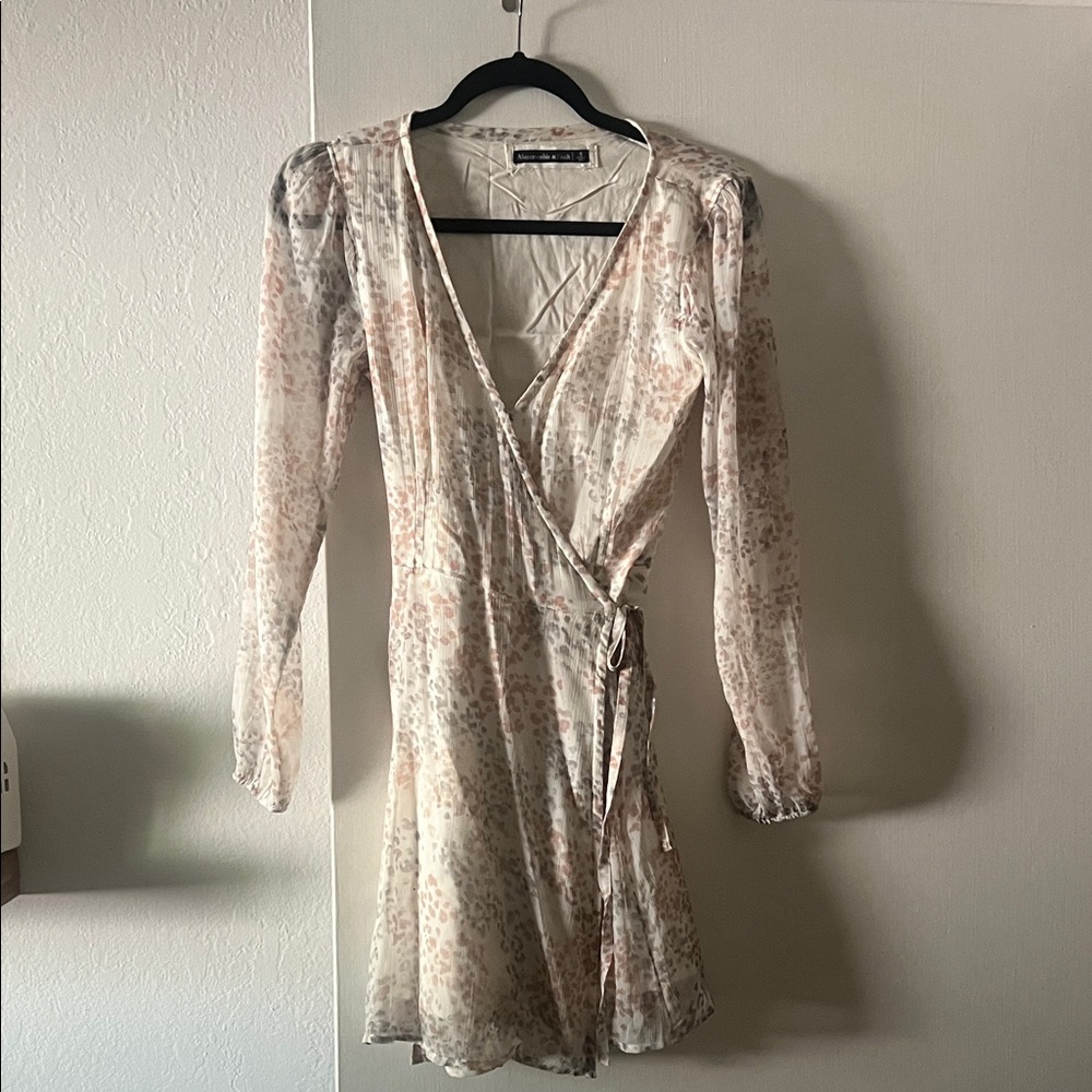 Abercrombie & Fitch Light Pink and Cream Floral Wrap Mini Dress